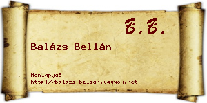 Balázs Belián névjegykártya